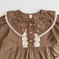 سارافون قهوه ای گلدوزی