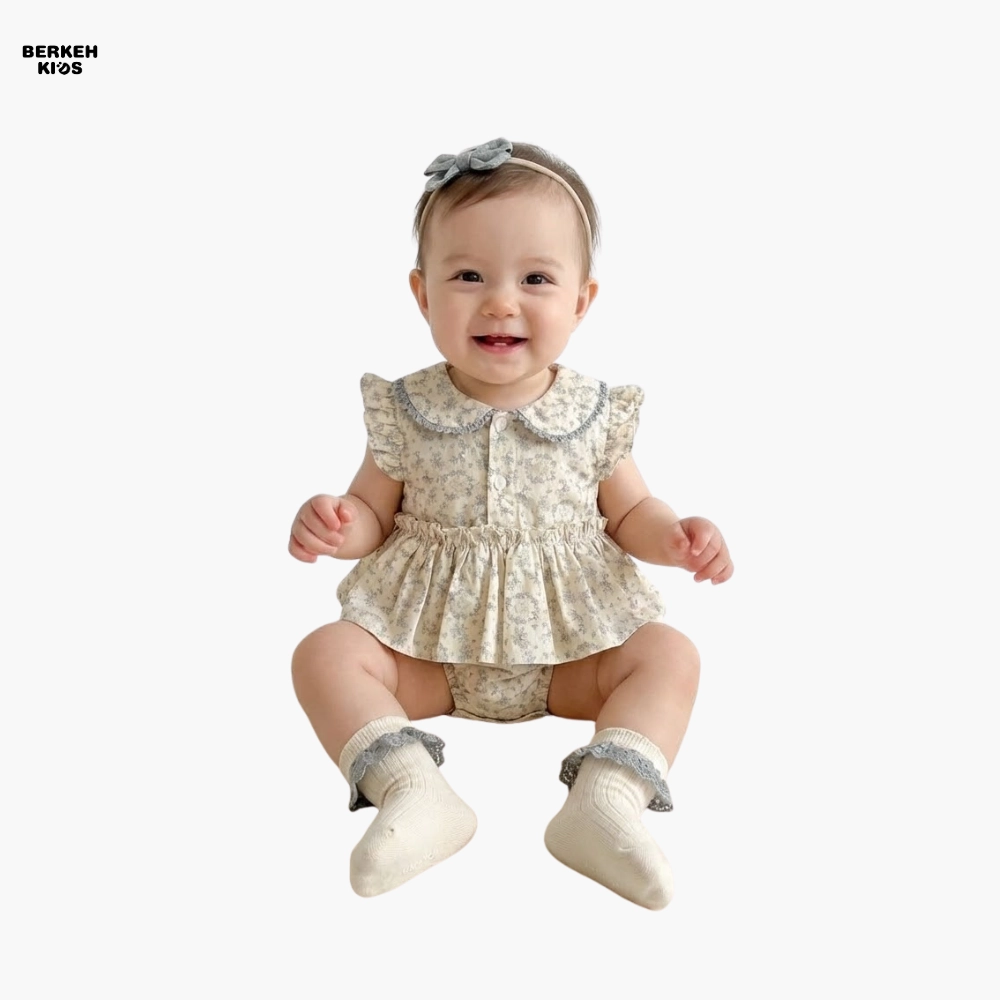 عکس تنخور رامپر دخترانه مجلسی نخی و ضد حساسیت مناسب ۶ تا ۲۴ ماه