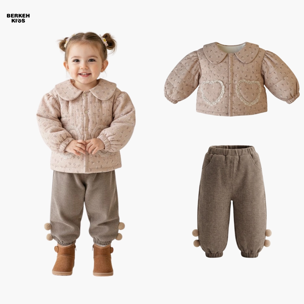 ست کاپشن و شلوار بچگانه دخترانه وارداتی