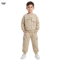 ست دورس و شلوار بچگانه پسرانه وارداتی رنگ کرم