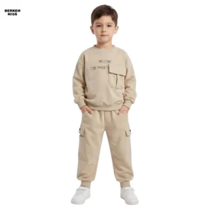 ست دورس و شلوار بچگانه پسرانه وارداتی رنگ کرم