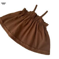 تاپ بچگانه وارداتی قهوه ای چین دار
