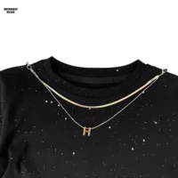 کراپ اسپرت و روزمره دخترانه رنگ سفید سایز ۵ تا ۱۳ با آویز گردنبند نازک