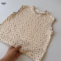 کراپ تاپ بدون آستین دخترانه مدل وارداتی رنگ کرم