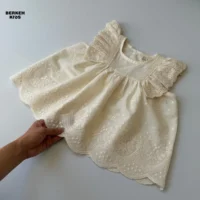 بلوز مجلسی دخترانه چین‌دار و شلوارک راحت تابستانی مناسب گردش و مسافرت کودک