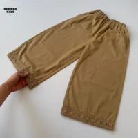 خرید شلوار بچگانه کتان نخی وارداتی با طراحی واید بگ و راحت