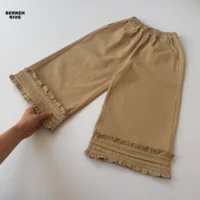 شلوار ترند و جدید دخترانه با استایل راحت و تابستانی جنس کتان وارداتی