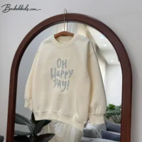 دورس دخترانه بچگانه کرمی مدل گلدوزی Oh Happy Day