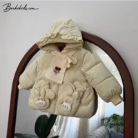 کاپشن دخترانه بچگانه طرح خرگوش با شالگردن و دستکش وارداتی وشیک و ترند